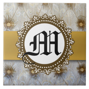 Carreau Tuile d'affichage Monogramme en tissu vintage Pint