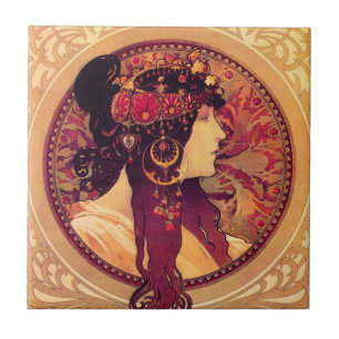Carreau Tuile d'Alphonse Mucha Donna Orechini