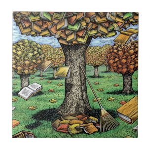 Carreau Tuile d'arbre de livre