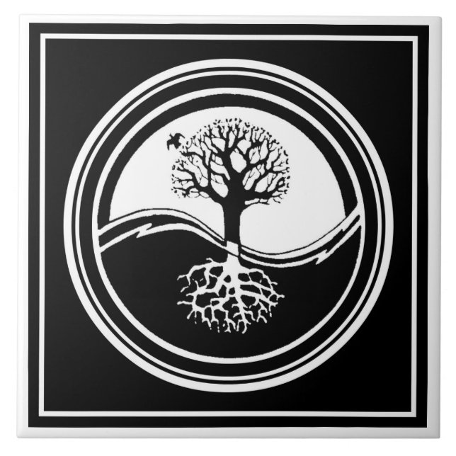 Carreau Tuile d'arbre de Yin Yang (Devant)