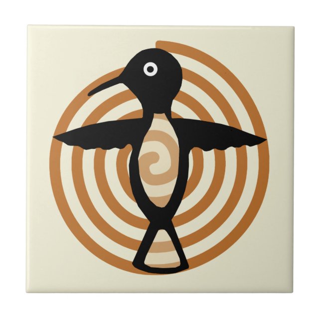 Carreau Tuile d'art d'oiseau de Mimbres (Devant)