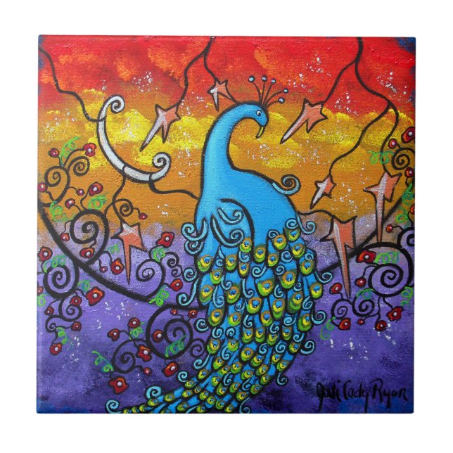 Carreau Tuile d'art Peacock Enchantantantant (Devant)
