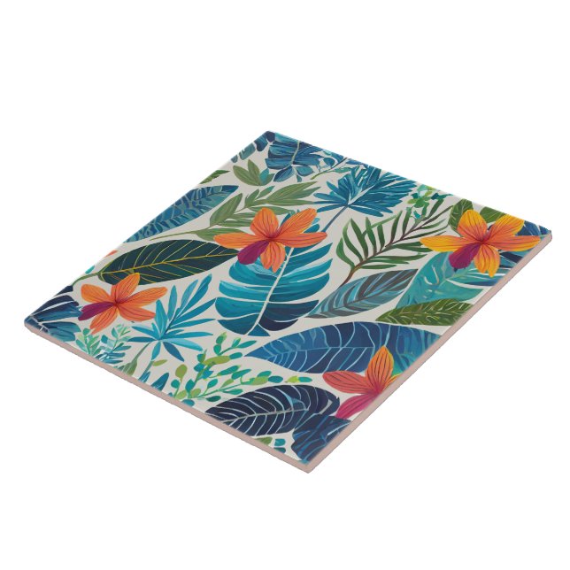 Carreau Tuile d'art tropical (Côté)