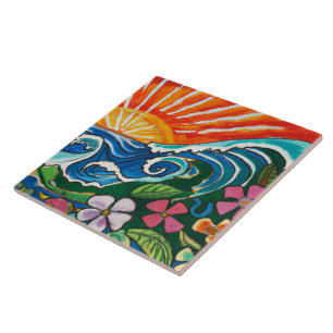Carreau Tuile d'art tropical et hawaïen