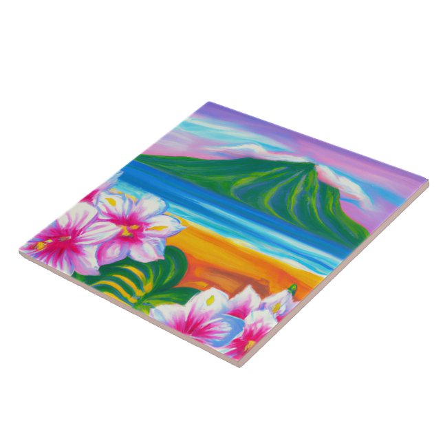 Carreau Tuile d'art tropical et hawaïen (Côté)