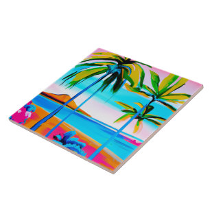 Carreau Tuile d'art tropical et hawaïen