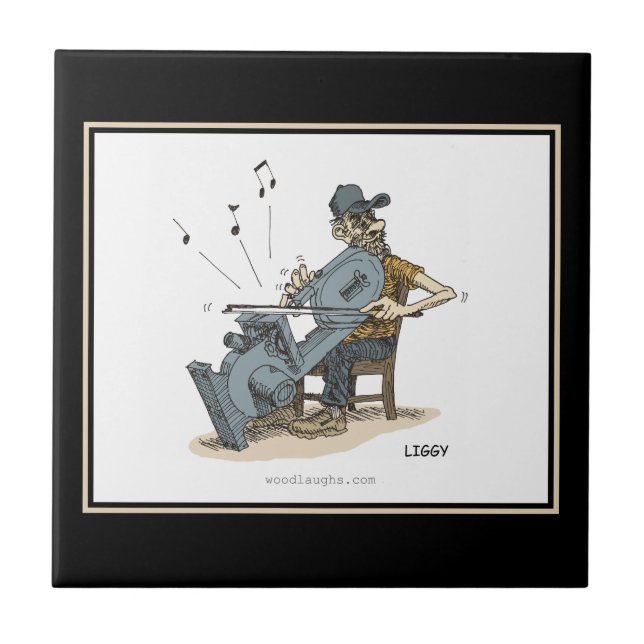 Carreau Tuile de bande dessinée de musicien de scie à (Devant)