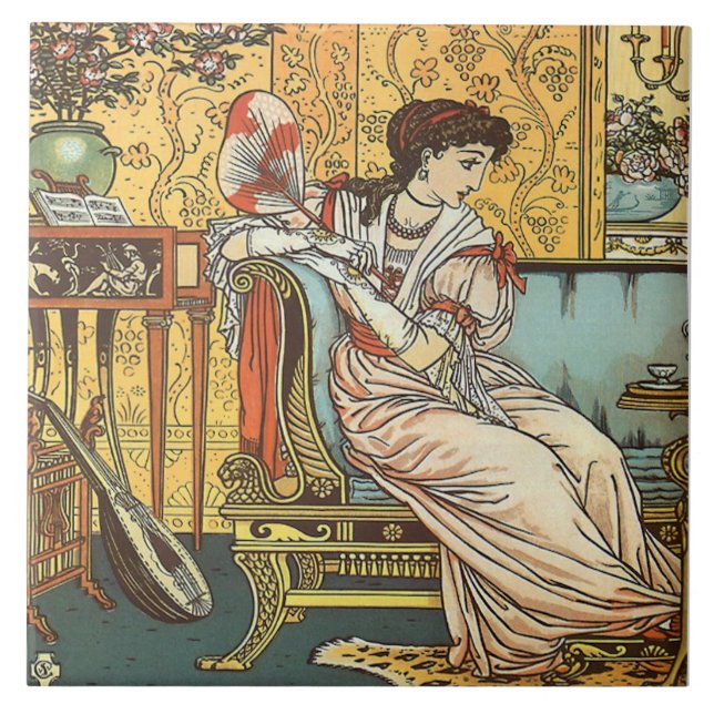 Carreau Tuile de beauté Walter Crane Beauty & Beast Repro (Devant)