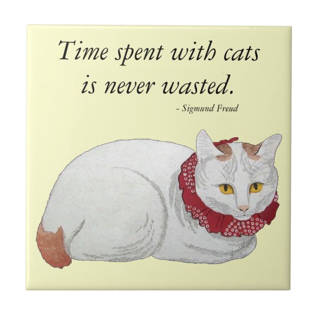 Carreau Tuile de cadeau de temps de chat (Devant)