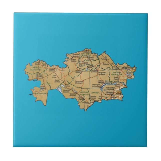 Carreau Tuile de carte de Kazakhstan (Devant)