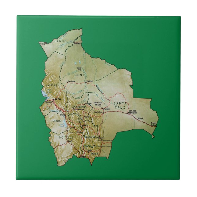 Carreau Tuile de carte de la Bolivie (Devant)