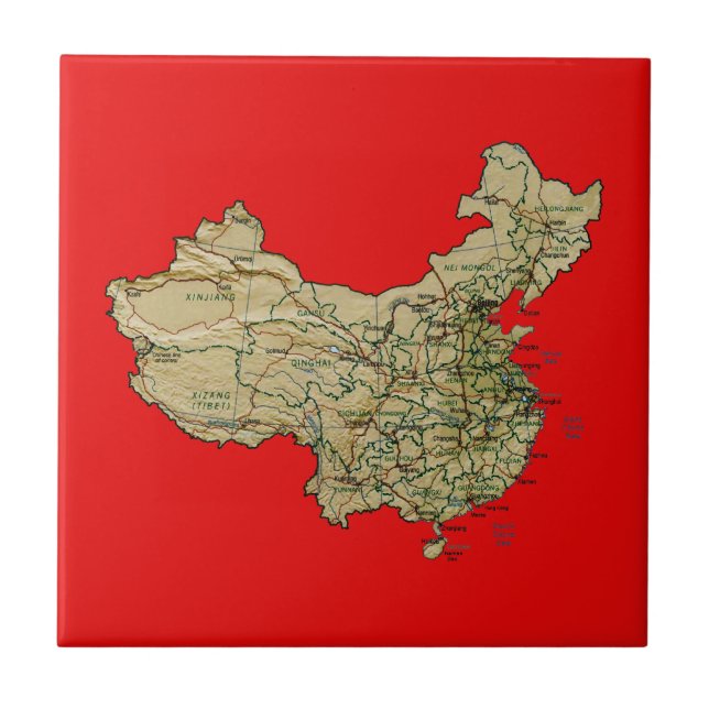 Carreau Tuile de carte de la Chine (Devant)
