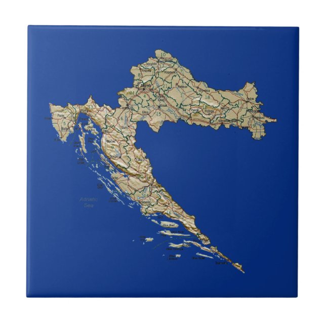 Carreau Tuile de carte de la Croatie (Devant)