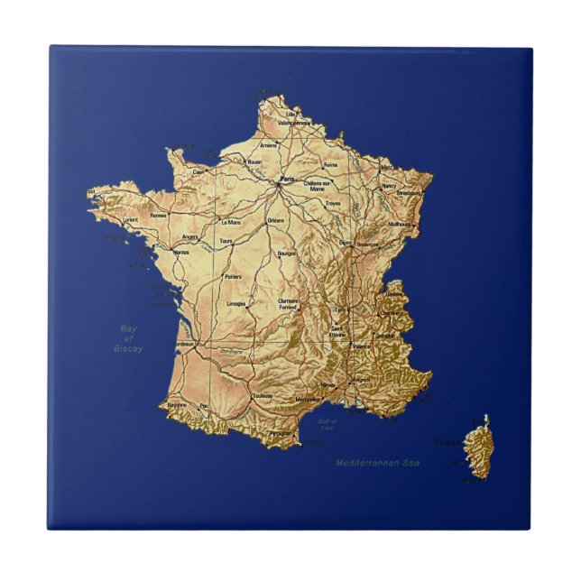 Carreau Tuile de carte de la France (Devant)