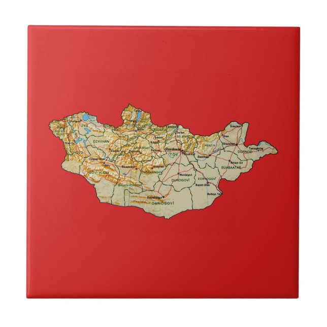 Carreau Tuile de carte de la Mongolie (Devant)