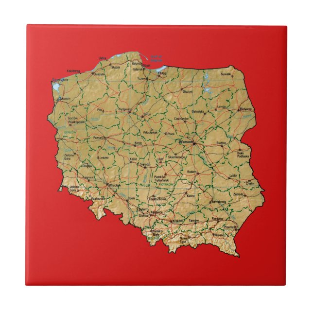 Carreau Tuile de carte de la Pologne (Devant)