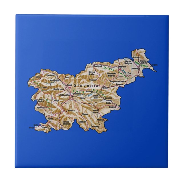 Carreau Tuile de carte de la Slovénie (Devant)