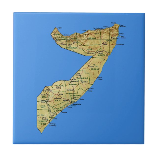 Carreau Tuile de carte de la Somalie (Devant)
