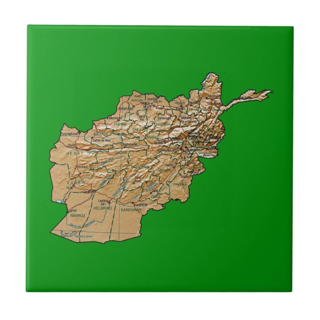 Carreau Tuile de carte de l'Afghanistan (Devant)