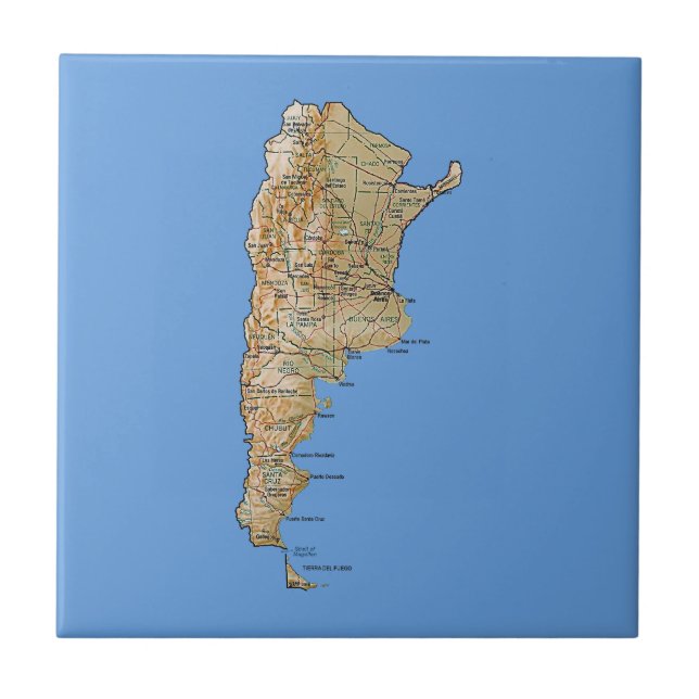 Carreau Tuile de carte de l'Argentine (Devant)