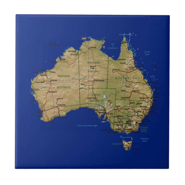 Carreau Tuile de carte de l'Australie (Devant)