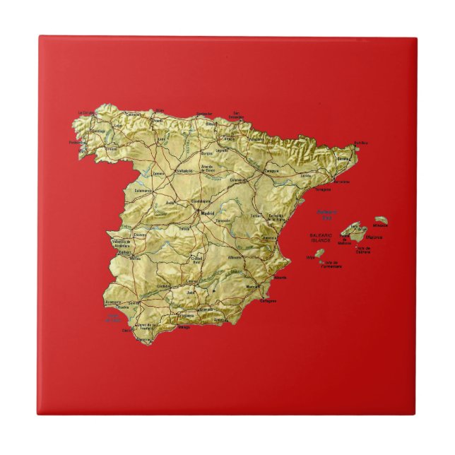 Carreau Tuile de carte de l'Espagne (Devant)