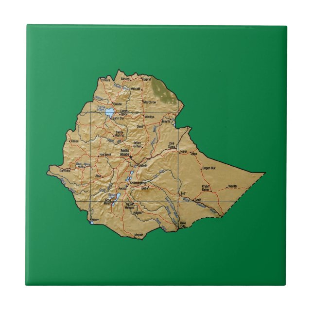 Carreau Tuile de carte de l'Ethiopie (Devant)
