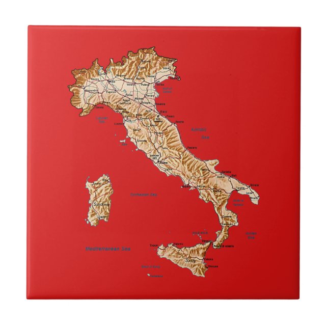 Carreau Tuile de carte de l'Italie (Devant)