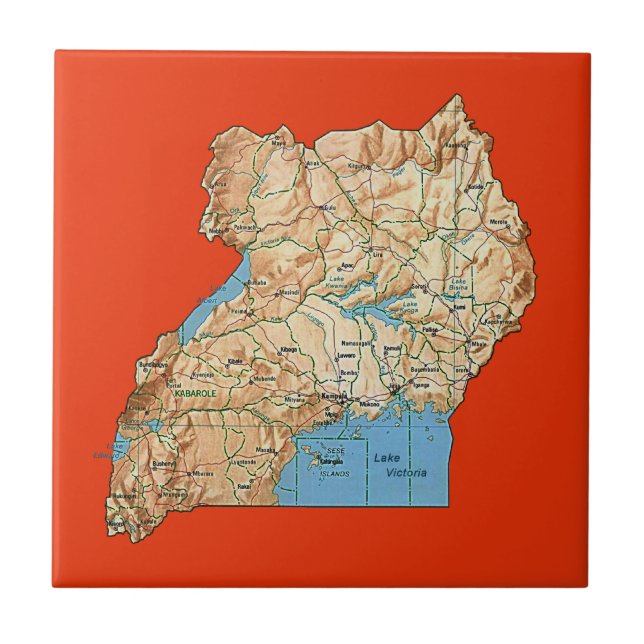 Carreau Tuile de carte de l'Ouganda (Devant)