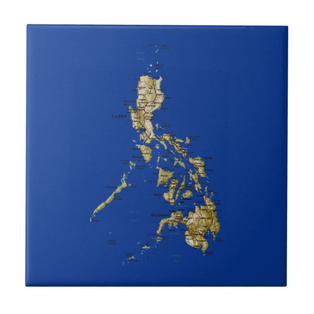 Carreau Tuile de carte de Philippines (Devant)