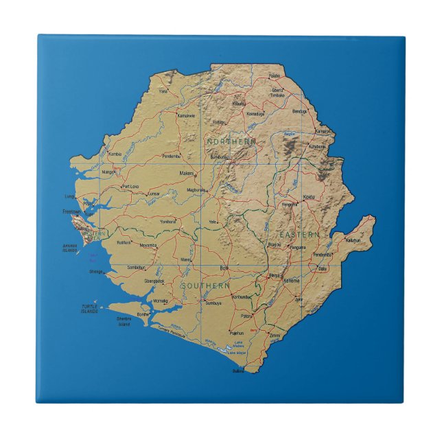 Carreau Tuile de carte de Sierra Leone (Devant)