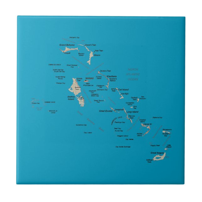 Carreau Tuile de carte des Bahamas (Devant)