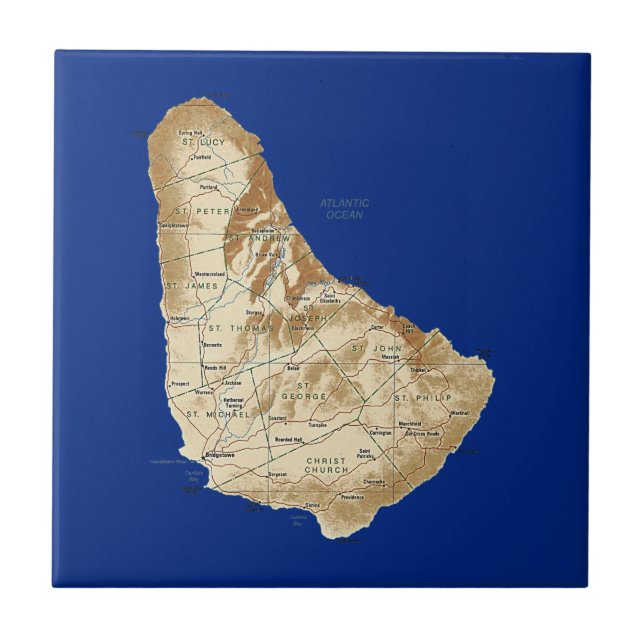 Carreau Tuile de carte des Barbade (Devant)