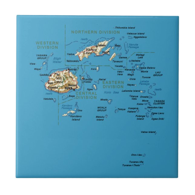 Carreau Tuile de carte des Fidji (Devant)