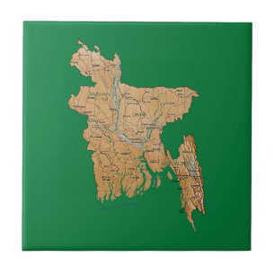 Carreau Tuile de carte du Bangladesh