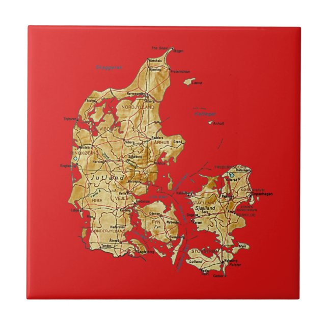 Carreau Tuile de carte du Danemark (Devant)