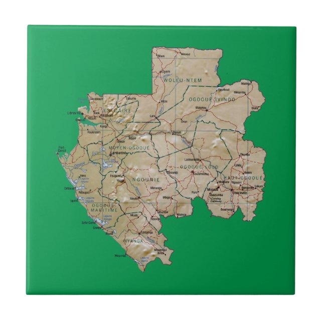 Carreau Tuile de carte du Gabon (Devant)