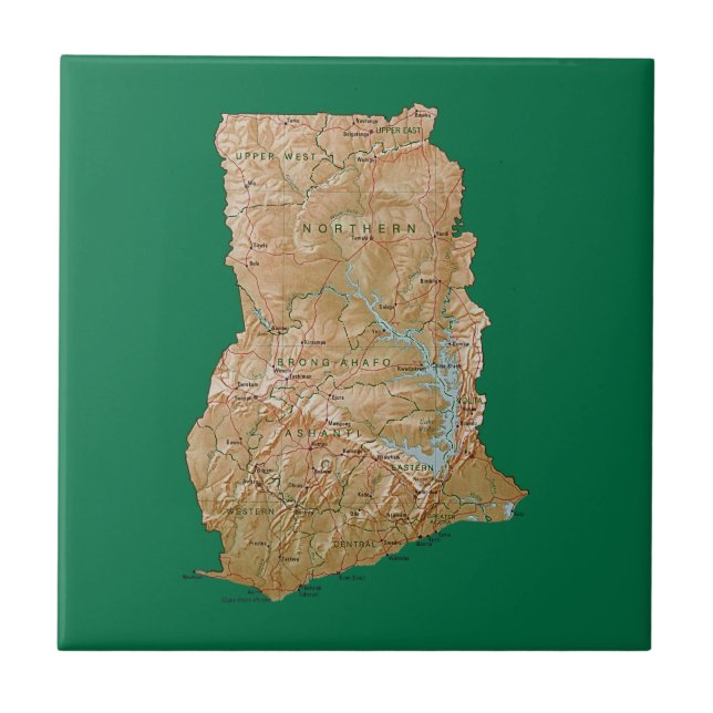 Carreau Tuile de carte du Ghana (Devant)