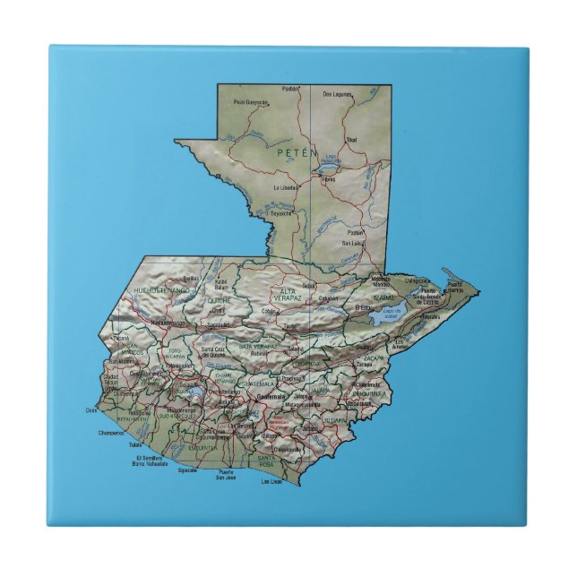 Carreau Tuile de carte du Guatemala (Devant)