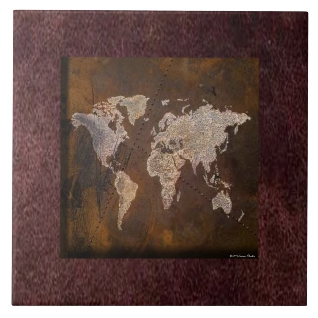Carreau Tuile de carte du monde (Devant)