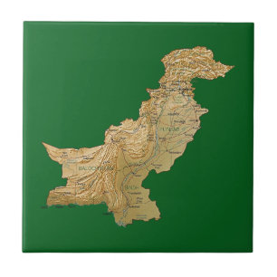Carreau Tuile de carte du Pakistan