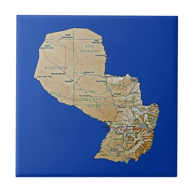 Carreau Tuile de carte du Paraguay (Devant)
