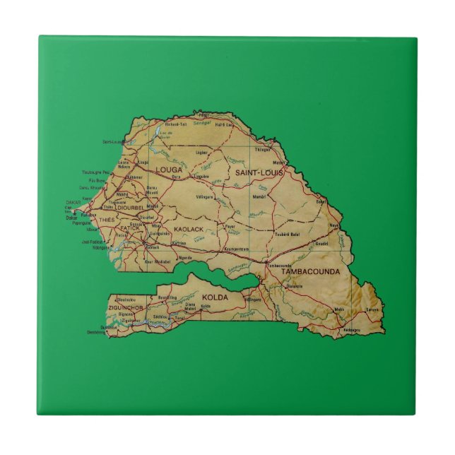 Carreau Tuile de carte du Sénégal (Devant)