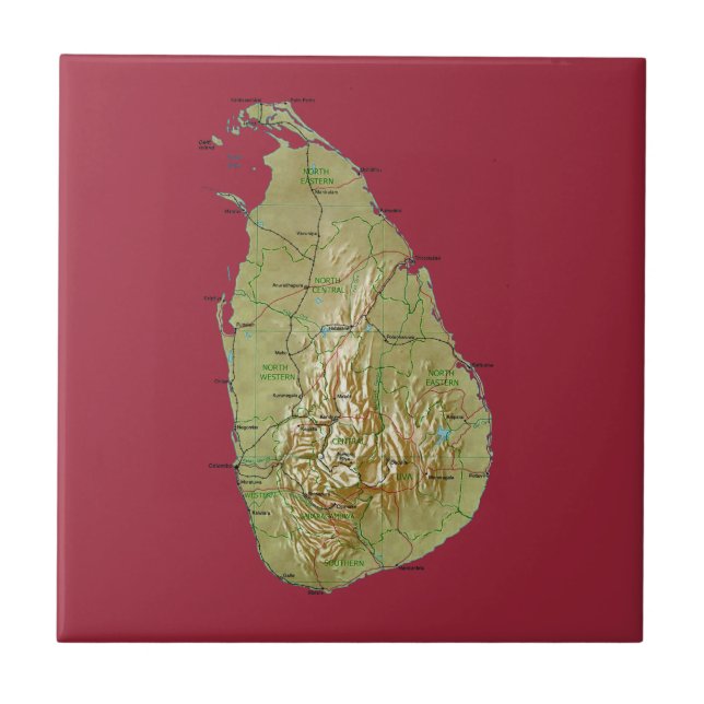 Carreau Tuile de carte du Sri Lanka (Devant)