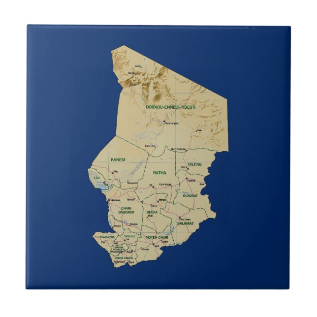 Carreau Tuile de carte du Tchad (Devant)