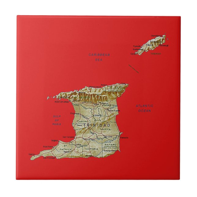Carreau Tuile de carte du Trinidad-et-Tobago (Devant)