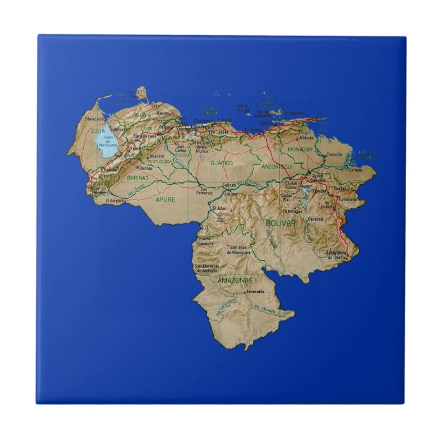 Carreau Tuile de carte du Venezuela (Devant)