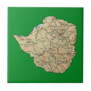 Carreau Tuile de carte du Zimbabwe