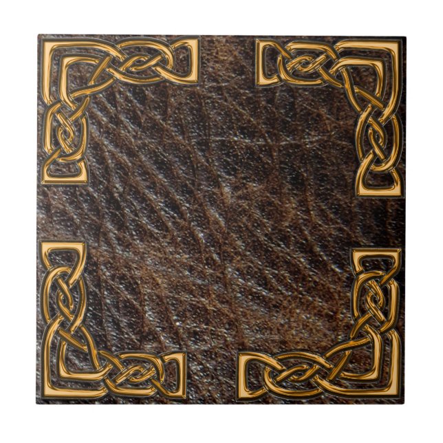Carreau Tuile de celtic de cuir et d'or (Devant)