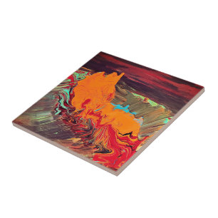 Carreau Tuile de céramique Abstraite "Orange Burst"